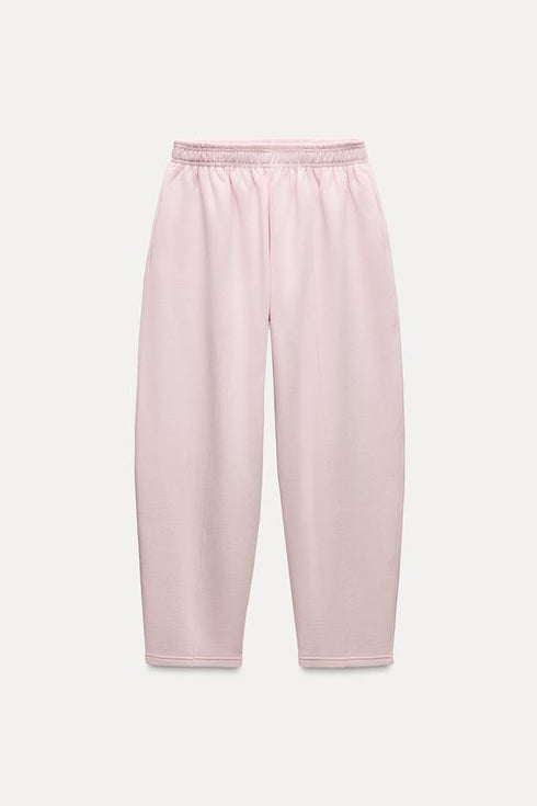 ZARA CARROT FIT PLUSH FLEECE TROUSERS